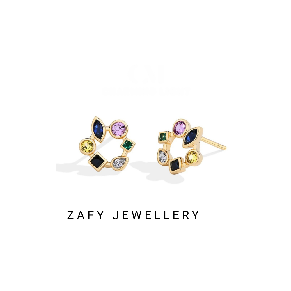 Cassia Cluster Earrings Multicolor 925 Sterling Silver