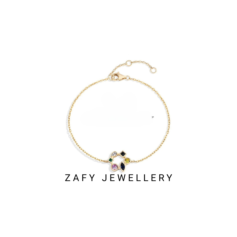 Cassia Charm Bracelet Elegant Multigem Chain Bracelet in 925 Sterling Silver