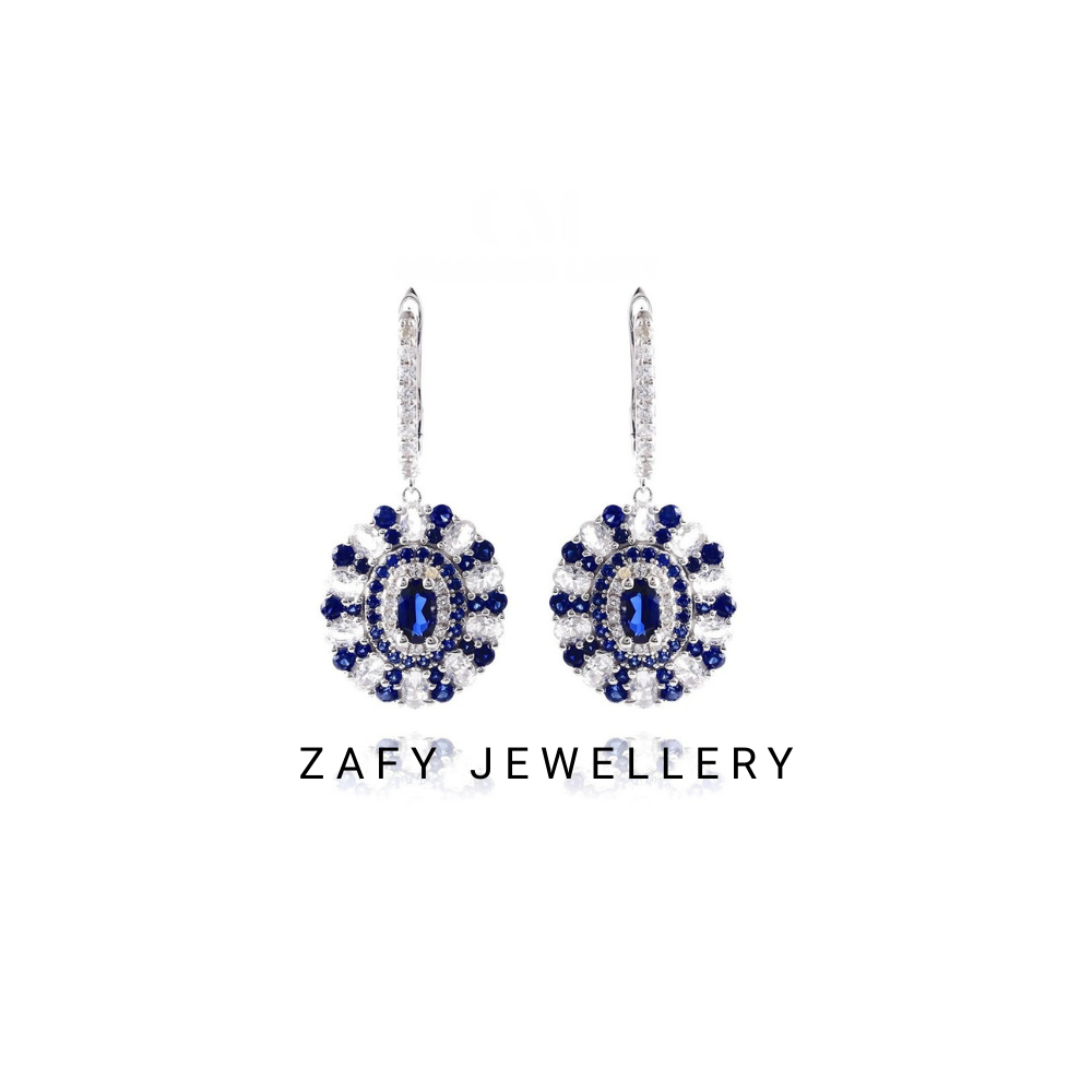 Sapphire Drop Earring Classic Style 925 Sterling Silver