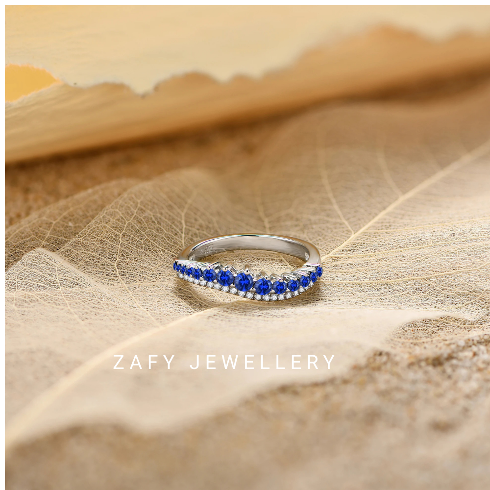 Astrée Blue Red Sapphire Rings Round Cut 925 Sterling Silver