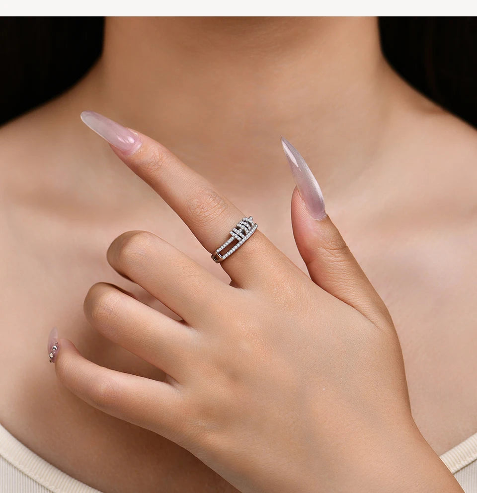 Bowen Moissanite Ring Lab Diamond 925 Sterling Sliver Gold