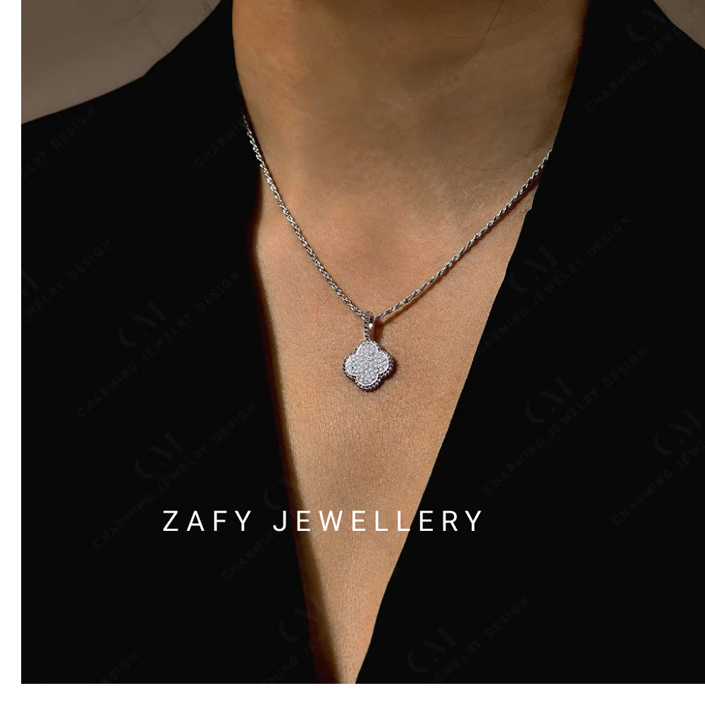 Raya Clover Spakling D VVS1 Color 925 Sterling Silver Moissanite Necklace for Women Engagement Wedding Party Jewelry With Certificed