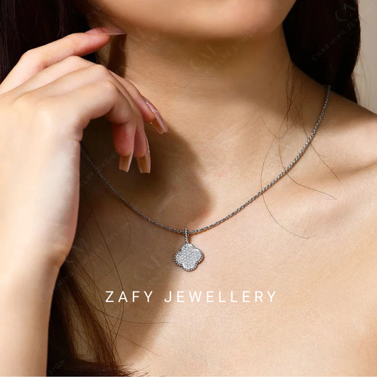 Raya Clover Spakling D VVS1 Color 925 Sterling Silver Moissanite Necklace for Women Engagement Wedding Party Jewelry With Certificed