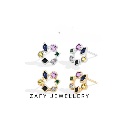 Cassia Cluster Earrings Multicolor 925 Sterling Silver