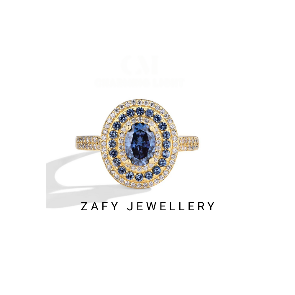 Celeste Blue Moissanite Ring Lab Diamond 925 Sterling Silver