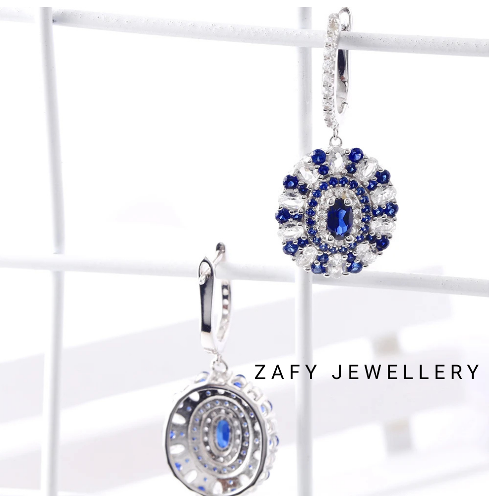 Sapphire Drop Earring Classic Style 925 Sterling Silver