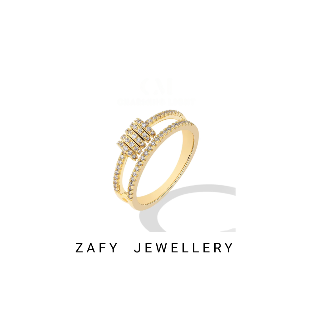 Bowen Moissanite Ring  Lab Diamond 925 Sterling Sliver Gold