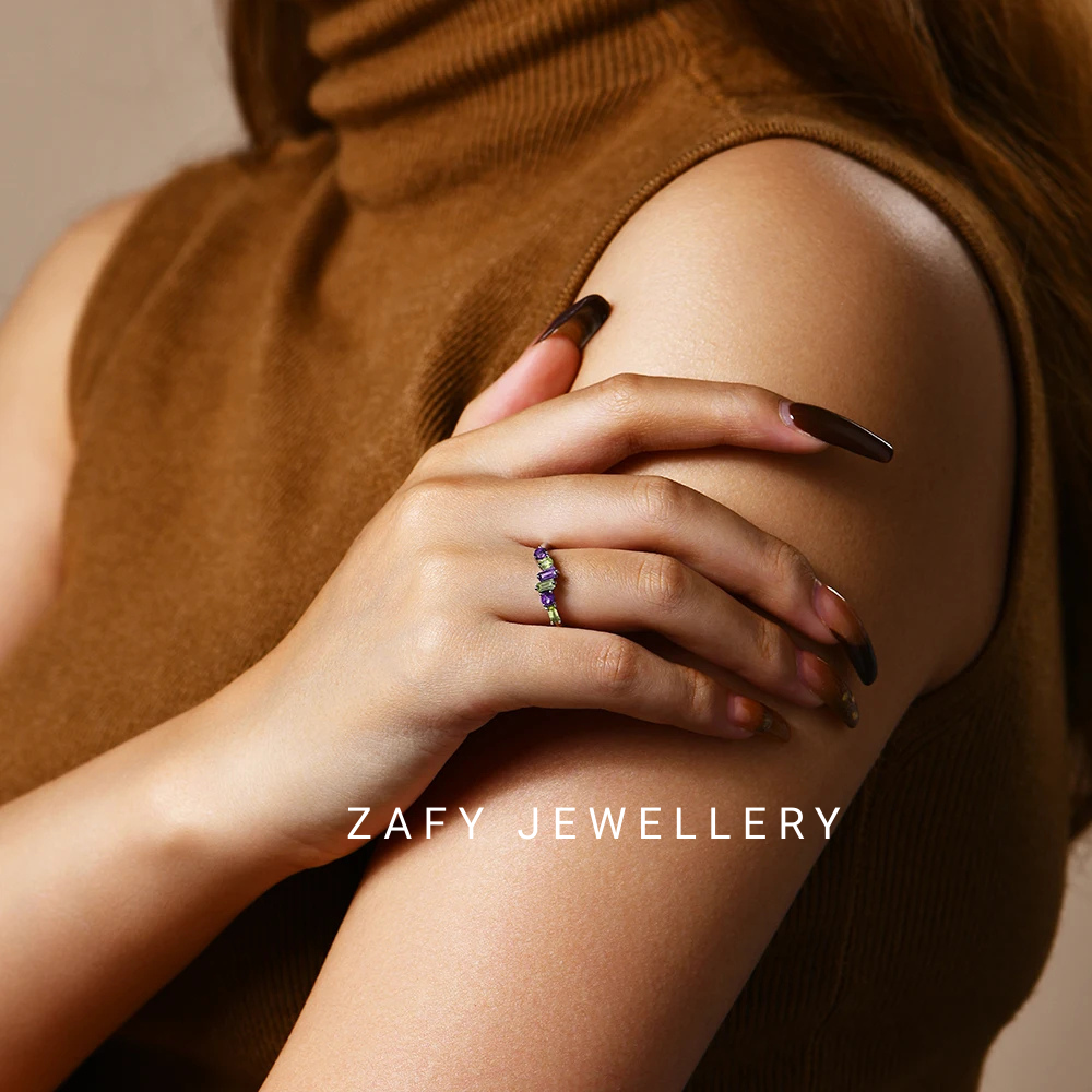 Elowen Gemstone Ring – Natural Amethyst & Peridot in 925 Sterling Silver
