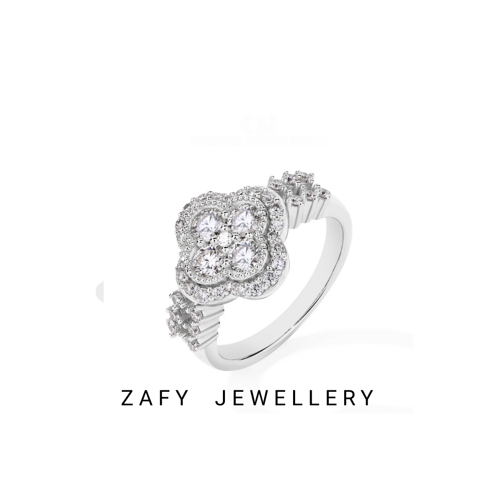 Lumière Round Cut Full D VVS1 Color S925 Sterling Silver Shiny Moissanite Ring