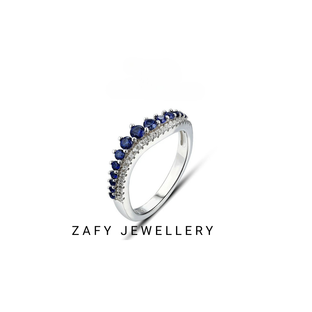 Astrée Blue Red Sapphire Rings Round Cut 925 Sterling Silver