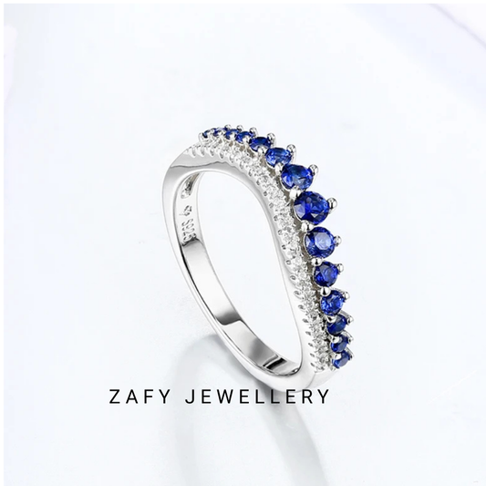 Astrée Blue Red Sapphire Rings Round Cut 925 Sterling Silver