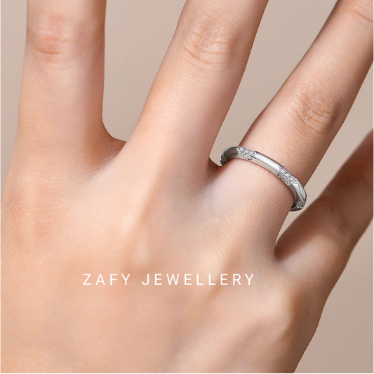 Camille Band Minimalist Style Moissanite Rings Handmade Design Lab Diamond S925 Silver