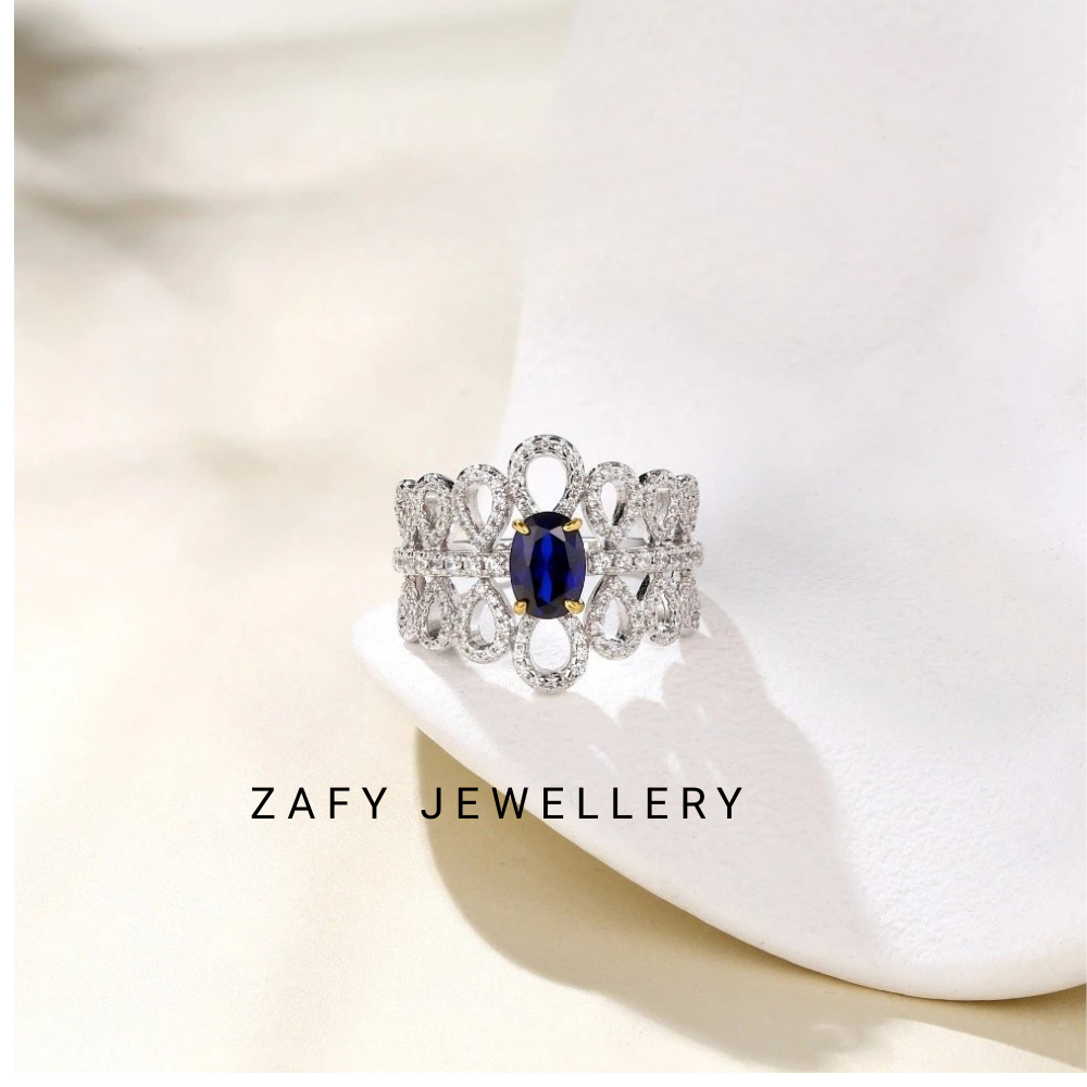 Royale Flame Ring – 925 Sterling Silver Sapphire Ruby Statement Ring