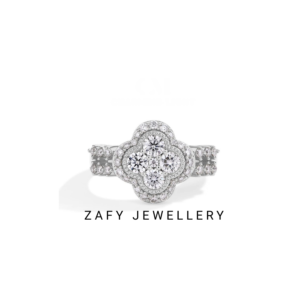 Lumière Round Cut Full D VVS1 Color S925 Sterling Silver Shiny Moissanite Ring