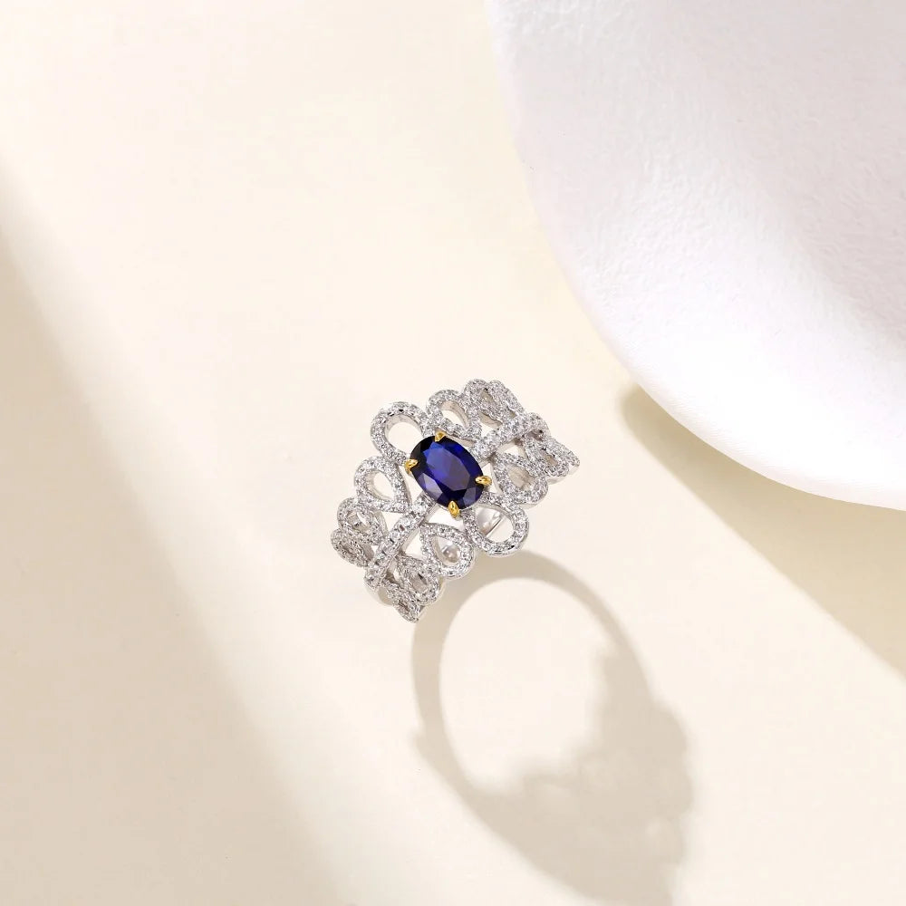 Royale Flame Ring – 925 Sterling Silver Sapphire Ruby Statement Ring