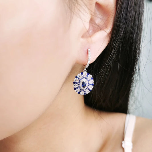 Sapphire Drop Earring Classic Style 925 Sterling Silver