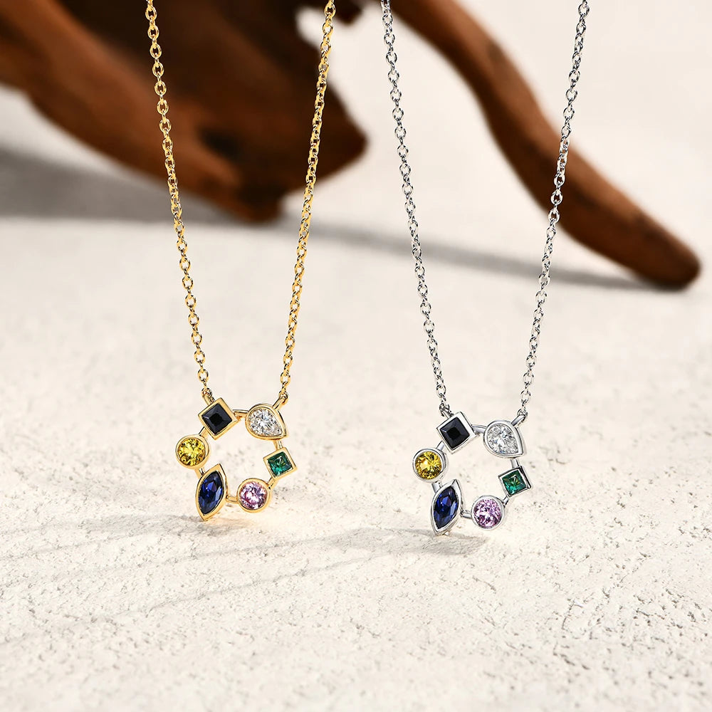 Cassia Necklace
O-Chain Multicolor Gem Necklace in 925 Sterling Silver