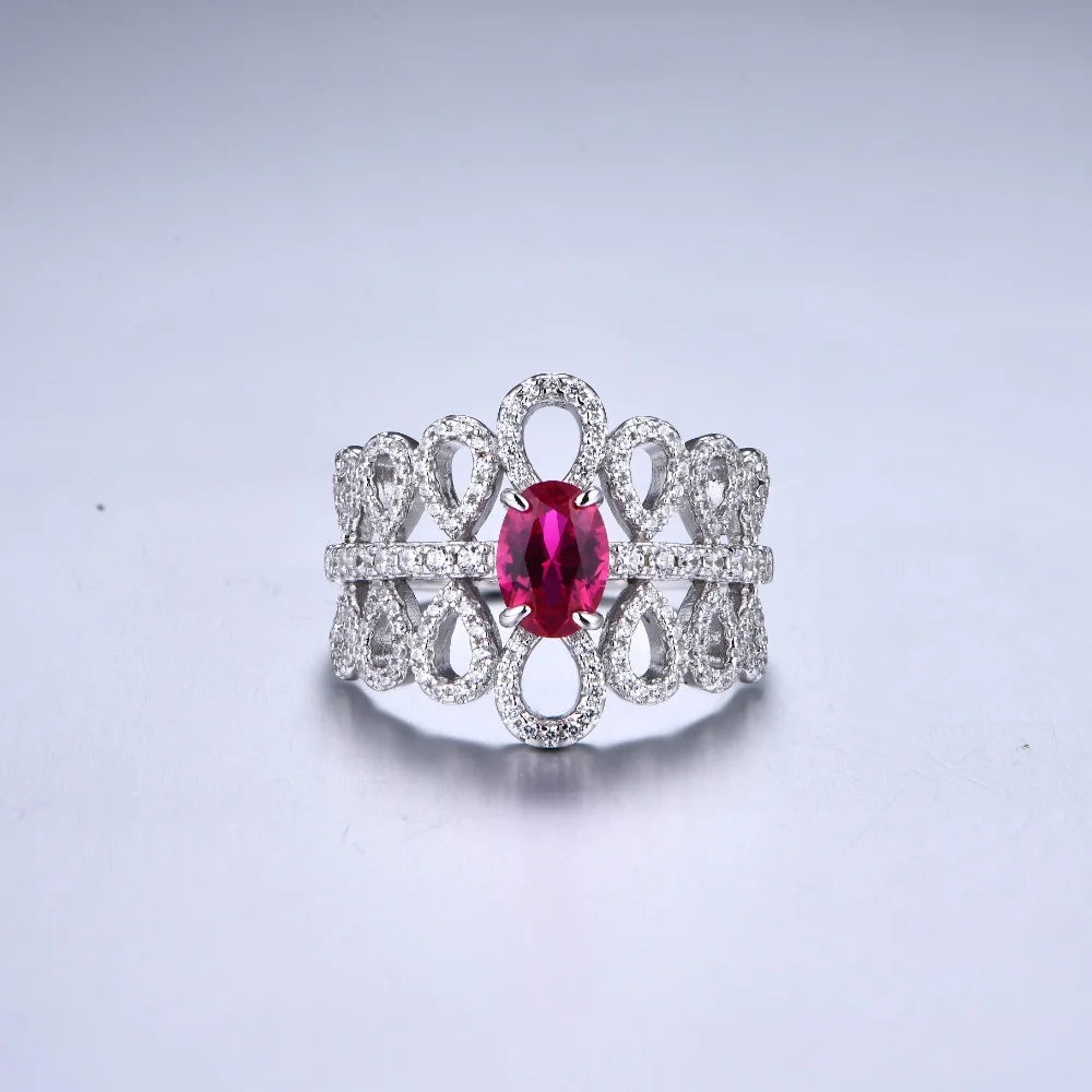 Royale Flame Ring – 925 Sterling Silver Sapphire Ruby Statement Ring