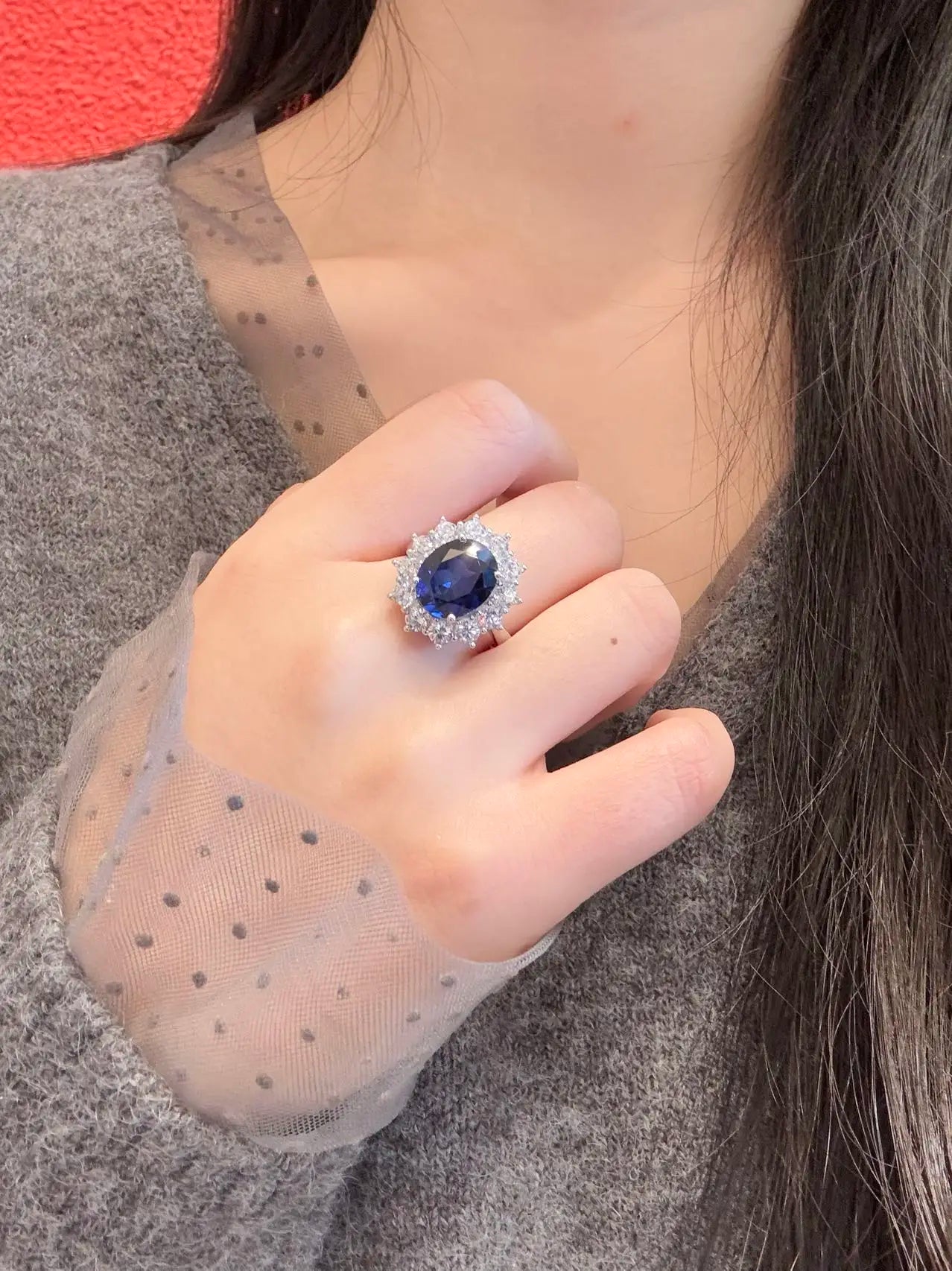 Royale Sapphire Ring – 6.0CT Oval Cut Sea Blue Gem in Classic Eternity Setting