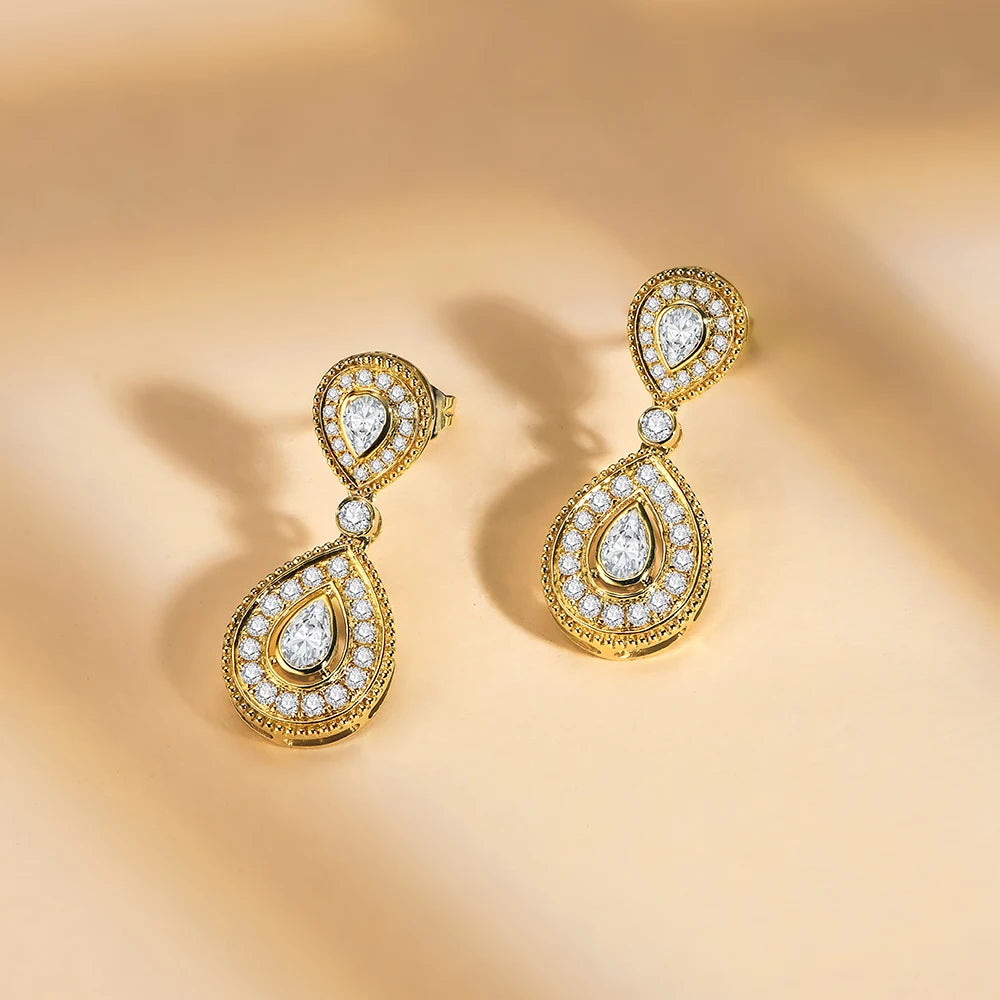 Aurora Moissanite Diamond Earrings for Women S925 Sliver Yellow Gold Plated