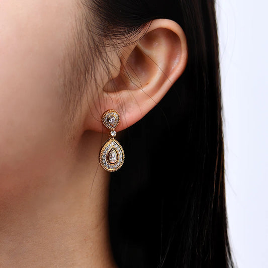 Aurora Moissanite Diamond Earrings for Women S925 Sliver Yellow Gold Plated