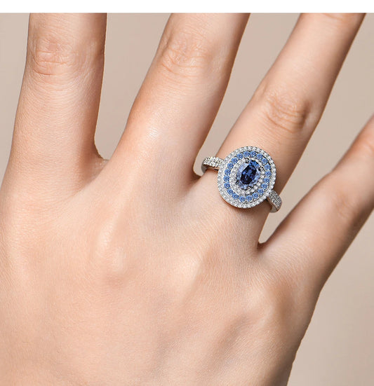 Celeste Blue Moissanite Ring Lab Diamond 925 Sterling Silver
