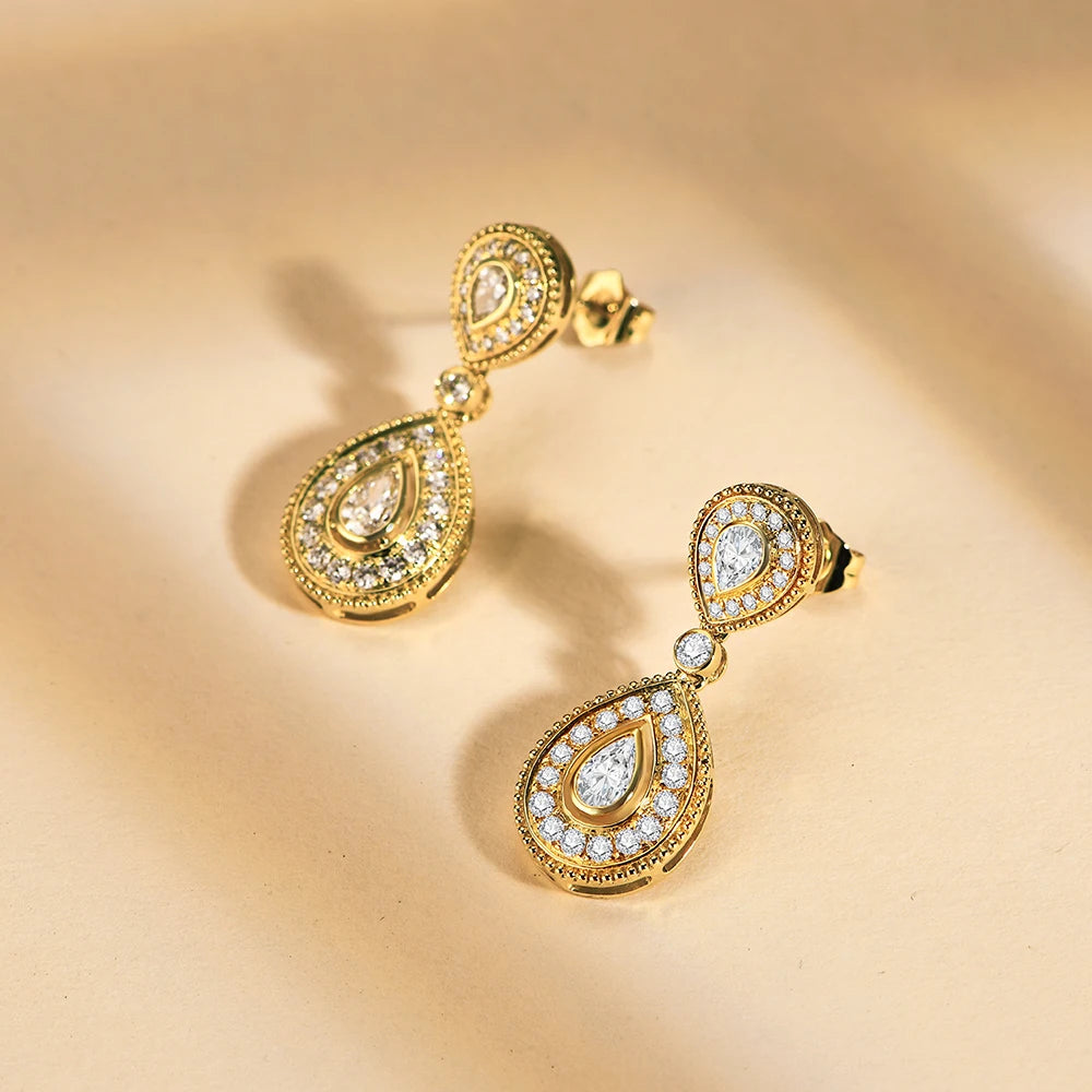 Aurora Moissanite Diamond Earrings for Women S925 Sliver Yellow Gold Plated
